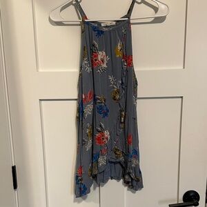 Maurices Floral Tank Top - Gray with Red and Blue